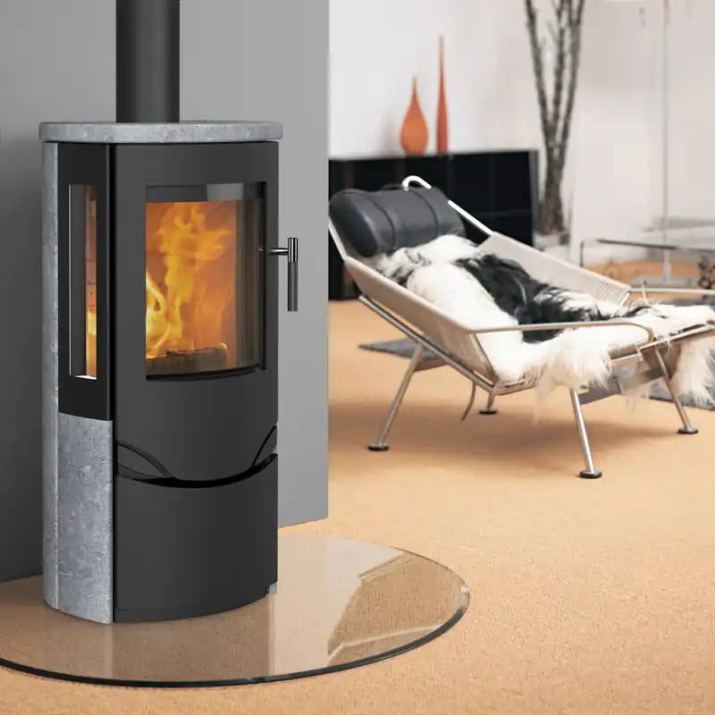 Schnäppchen Lotus Prio 6 Kaminofen Schwarz/ Speckstein / Seitenglas, RR hinten od. RR oben