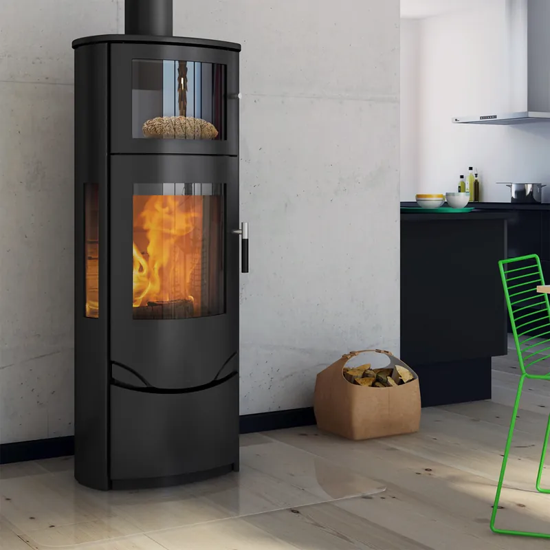Rabatt Lotus Prio 7 Kaminofen Stahl Schwarz mit Backfach / Seitenglas , RR hinten od. RR oben