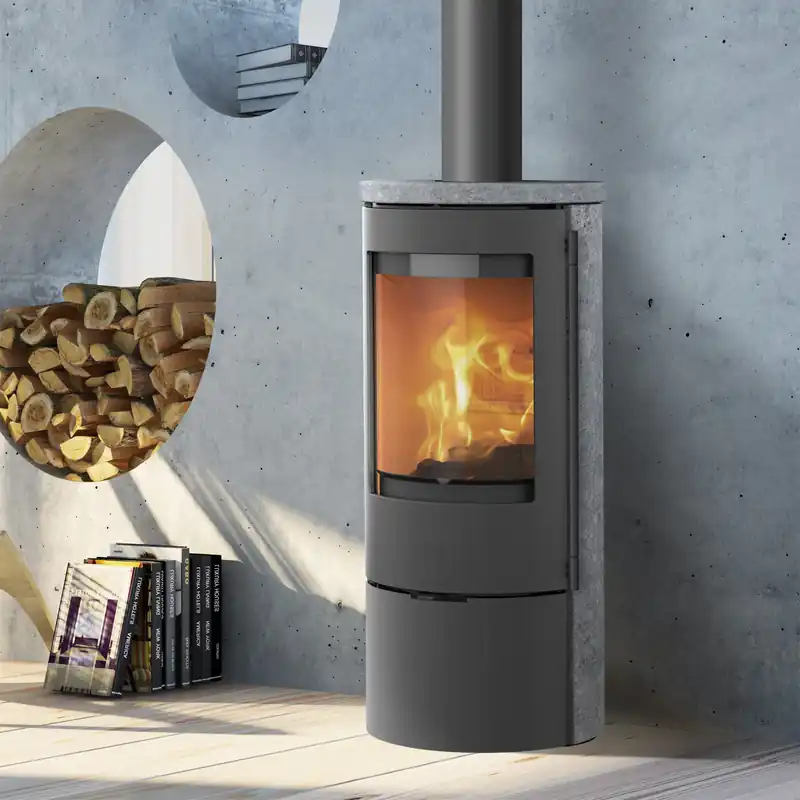 Meistverkauft Lotus Prestige Basic Kaminofen Grau/ Speckstein, RR hinten od. RR oben / optional Griffvarianten