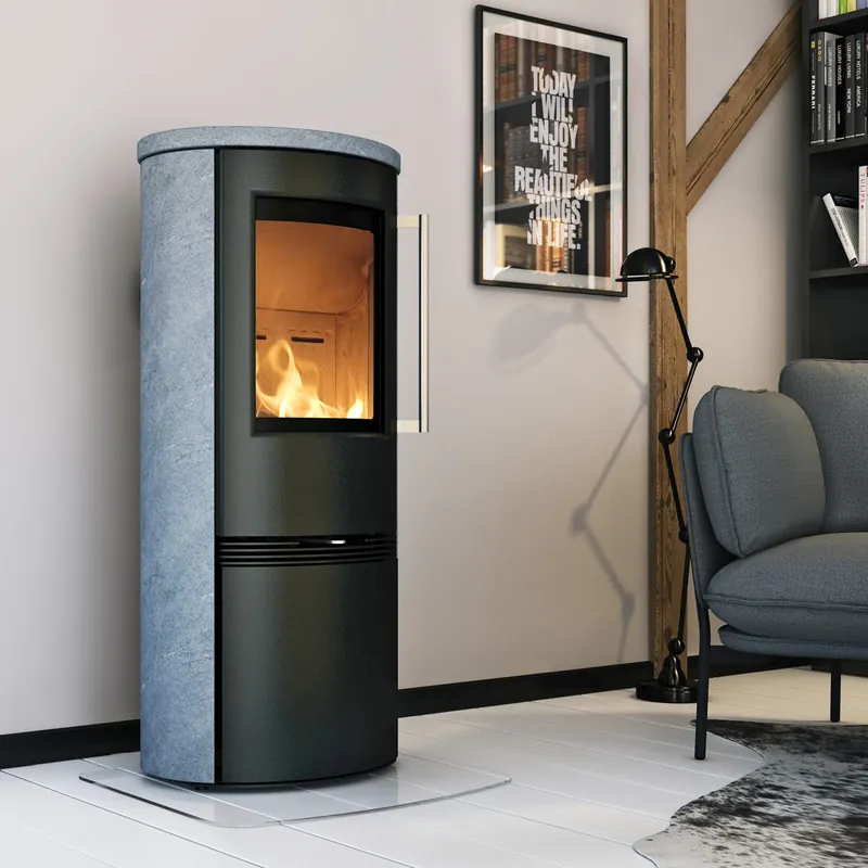 TermaTech TT21RHS Kaminofen Stahl Schwarz / Speckstein Abverkauf
