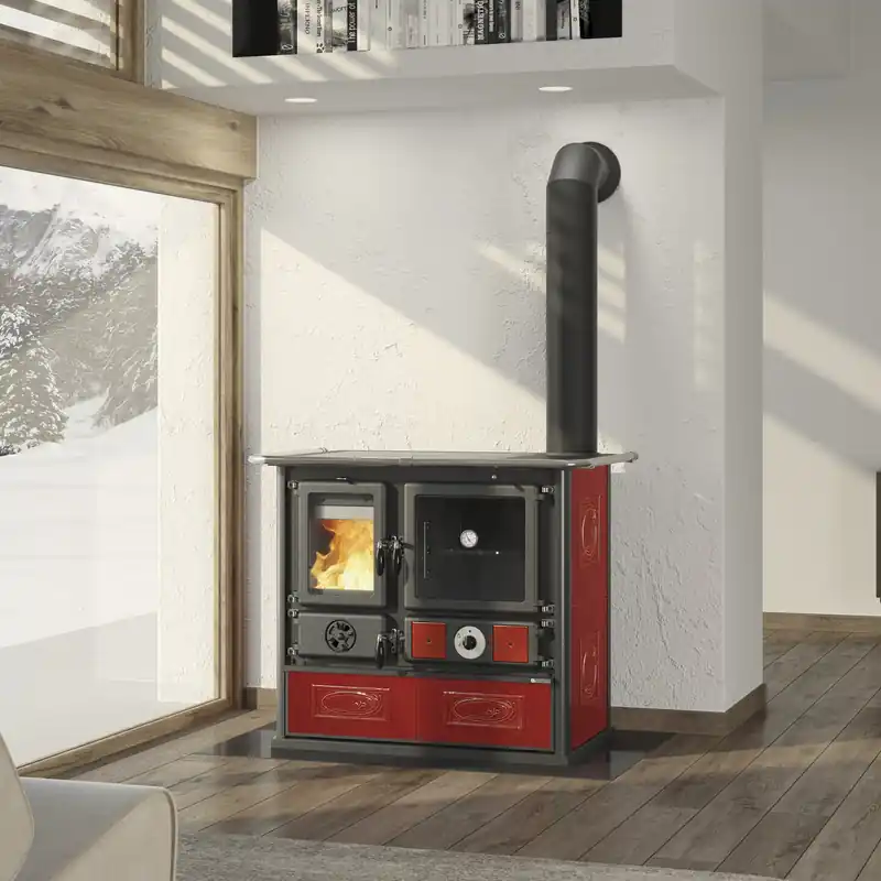 La Nordica TERMOROSA DSA.16 Keramik - Bordeauxrot Kaminofen Sonderangebot