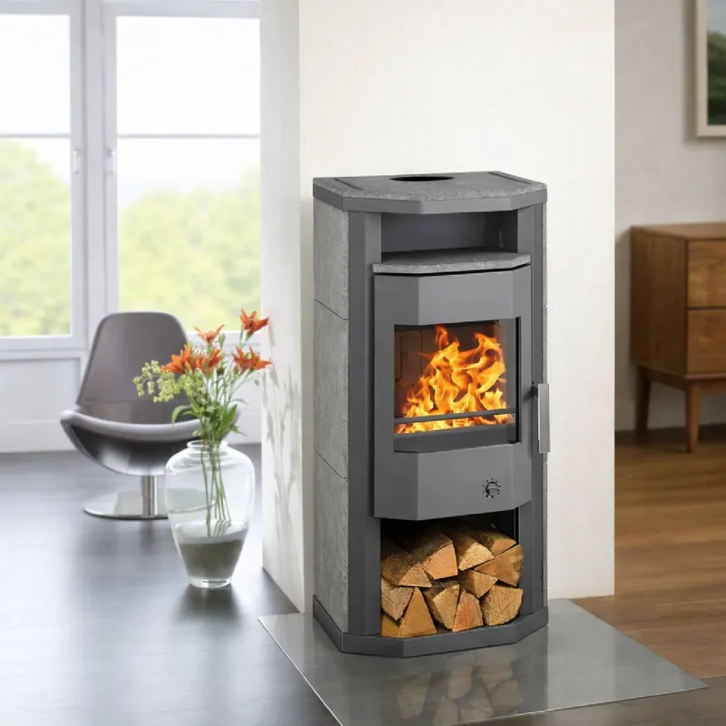 Wamsler Kaminofen Thyra Naturstein grau mit Dauerbrand/Automatik Zertifiziert