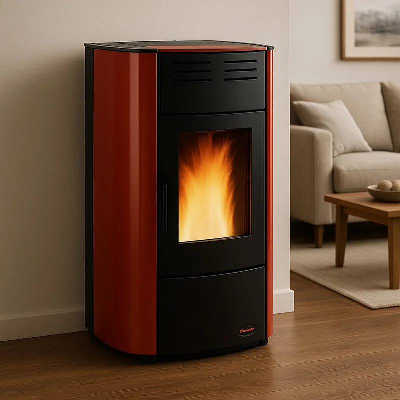Markenware Extraflame RAFFAELLA IDRO H15 5.0.16 - Bordeauxrot wassergeführter Pelletofen