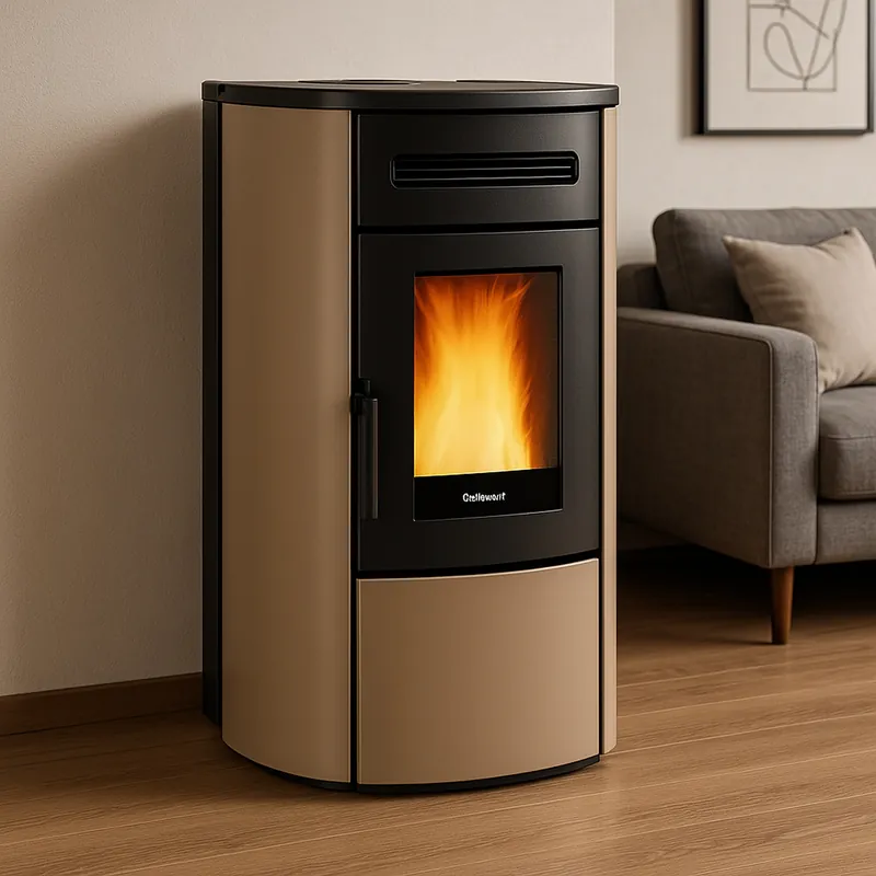 Extraflame GUENDA IDRO 5.0 - Taupe Matt wassergeführter Pelletofen EVOLUTION LINE Versand Am Gleichen Tag
