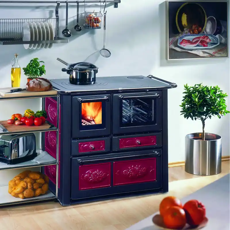 Sichere Zahlung Westminster Holzherd K 85 F II Keramik rot Rauchrohranschluss links