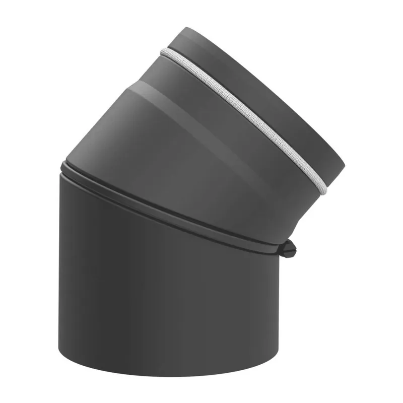 Raik Lifestyle Bogen Durchmesser 150/0-45° 2,00mm eingezogen drehbar 2-tlg mit Dichtung grau für Rauchrohr/ Ofenrohr Markenware
