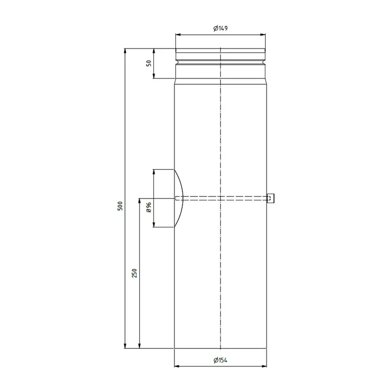 Günstig Raik Lifestyle Längenelement Durchmesser 150x500x2,00mm eingezogen mit eingelegter Tür mit Dichtung schwarz für Rauchrohr/ Ofenrohr