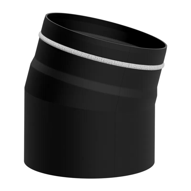 Raik Lifestyle Bogen Durchmesser 150/15° 2,00mm eingezogen 2-tlg mit Dichtung schwarz für Rauchrohr/ Ofenrohr Heißes Angebot