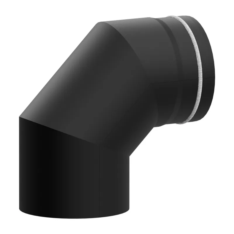 Letzte Chance Raik Lifestyle Bogen Durchmesser 150/90° 2,00mm eingezogen 3-tlg mit Dichtung schwarz für Rauchrohr/ Ofenrohr