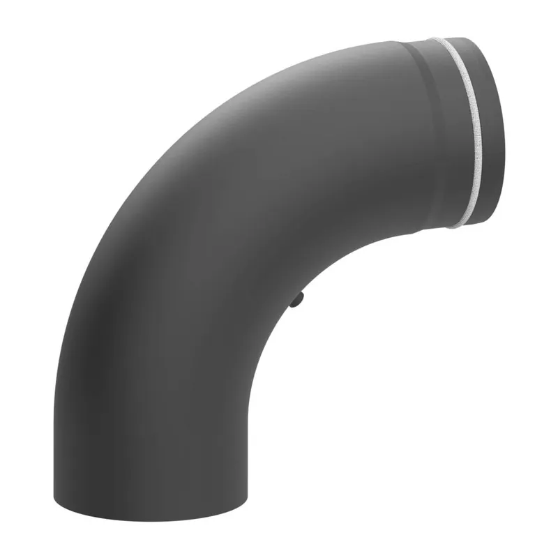 Echt Raik Lifestyle Bogen Durchmesser 150/90° 2,00mm eingezogen glatt mit eingelegter Tür mit Dichtung grau für Rauchrohr/ Ofenrohr