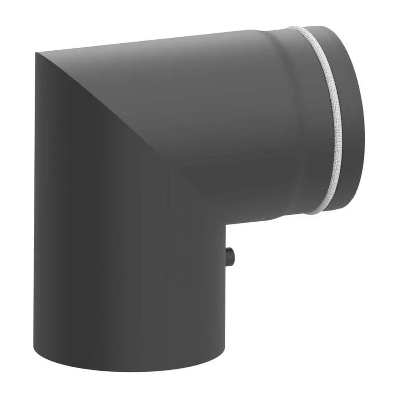 Raik Lifestyle Bogen Durchmesser 150/90° 2,00mm eingezogen 2-tlg mit eingelegter Tür mit Dichtung grau für Rauchrohr/ Ofenrohr Letzte Chance
