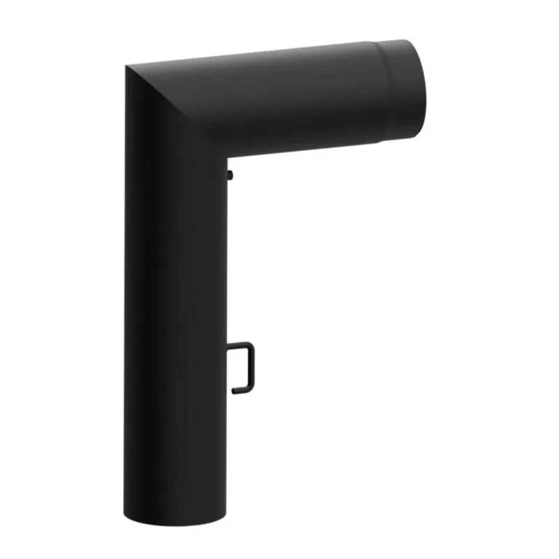 Raik Lifestyle Winkelbogen Durchmesser 150/90° 2,00mm 2-tlg 700/450 mit eingelegter Tür, mit DKL schwarz für Rauchrohr/ Ofenrohr Top-Preis