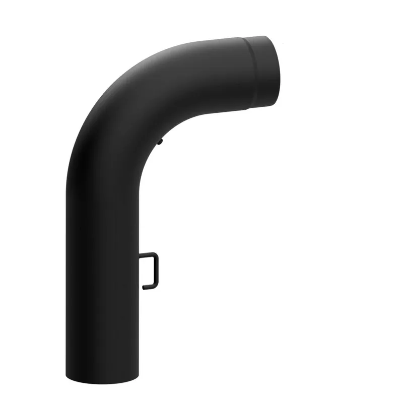 Raik Lifestyle Winkelbogen Durchmesser 150/90° 2,00mm glatt 700/450 mit eingelegter Tür, mit DKL schwarz für Rauchrohr/ Ofenrohr Neu