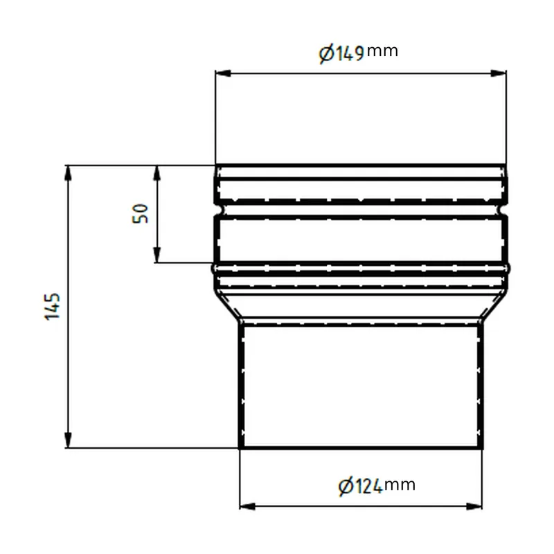 Raik Lifestyle Erweiterung Durchmesser 120w/Durchmesser 150e 2,00mm l=145mm mit Dichtung schwarz für Rauchrohr/ Ofenrohr Mega-Angebot