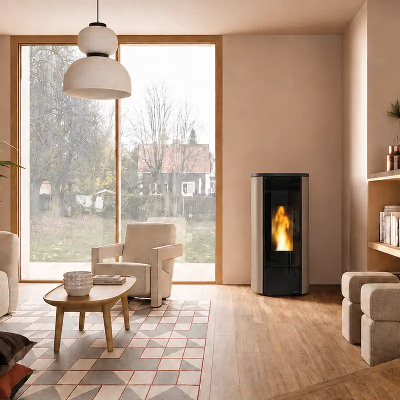 Extraflame Miriana Idro H16 wasserführender Pelletofen taupe matt Evolution Line Zertifiziert