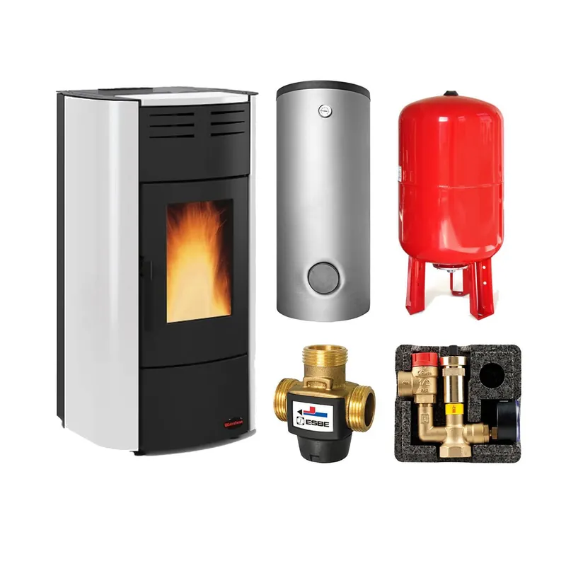 Schnäppchen Extraflame RAFFAELLA IDRO H15 5.0.16 wasserführender Pelletofen Stahl weiß - TPSR 600 Hochleistungs-Pufferspeicher montiert silber 1x WT -Heizungsausdehnungsgefäß 80 L