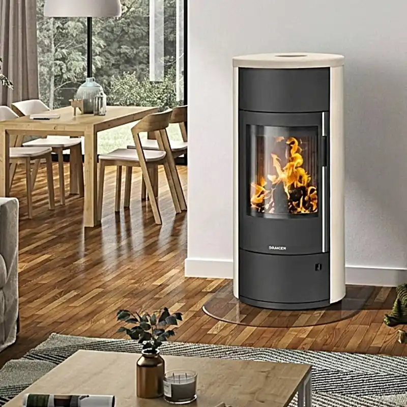 Solange Der Vorrat Reicht Oranier Polar Neo Vantage W+ conFlame Kaminofen Kalkstein Cream, Korpus Stahl Schwarz