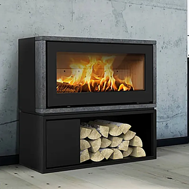 Lotus Kaminofen Style 370 ohne Sockel schwarz/ Speckstein, RR hinten od. RR oben / optional Griffvarianten Preisknaller