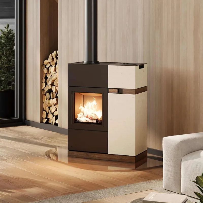 Günstig Austroflamm Quadra Duo Hybrid Kamin-/Pelletofen Naturstein Velvet Ivory