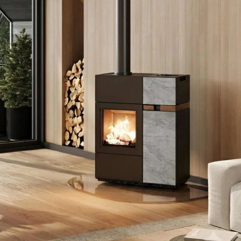 Wochenendangebot Austroflamm Quadra Duo Hybrid Kamin-/Pelletofen Naturstein Marble Grey Clouds