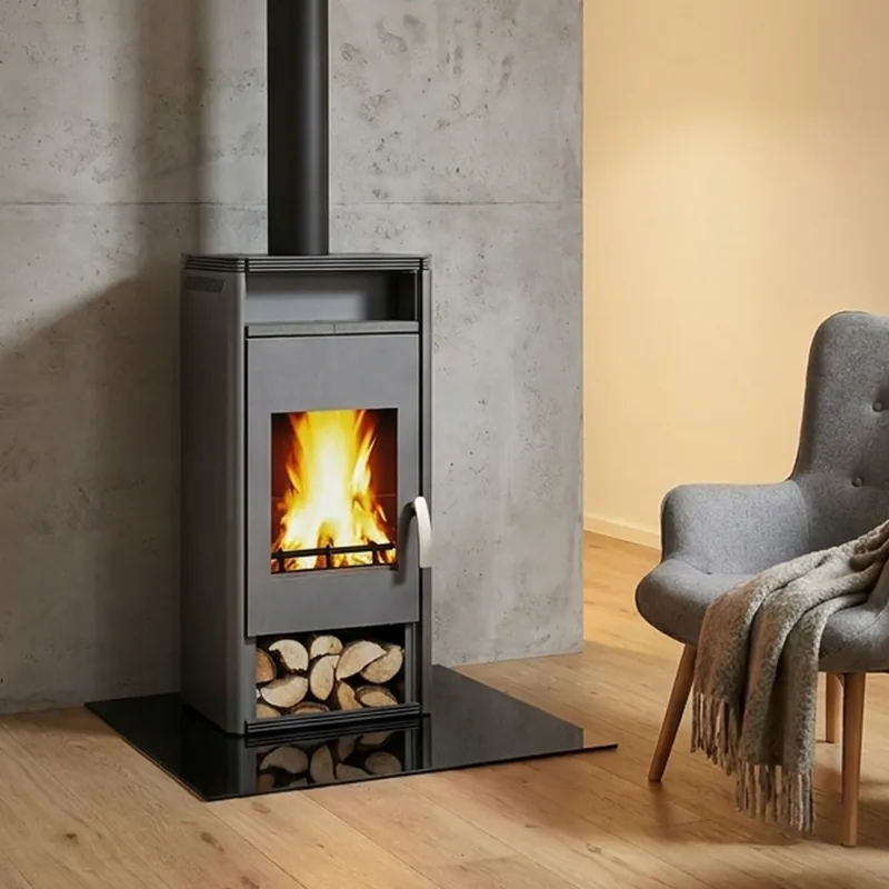 Wamsler Fulgor Kaminofen 6 kW grau mit Warmhaltefach Versand Am Gleichen Tag