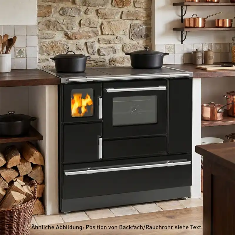 Wamsler K 138 F Küchenofen links schwarz mit Stahlplatte Highlight