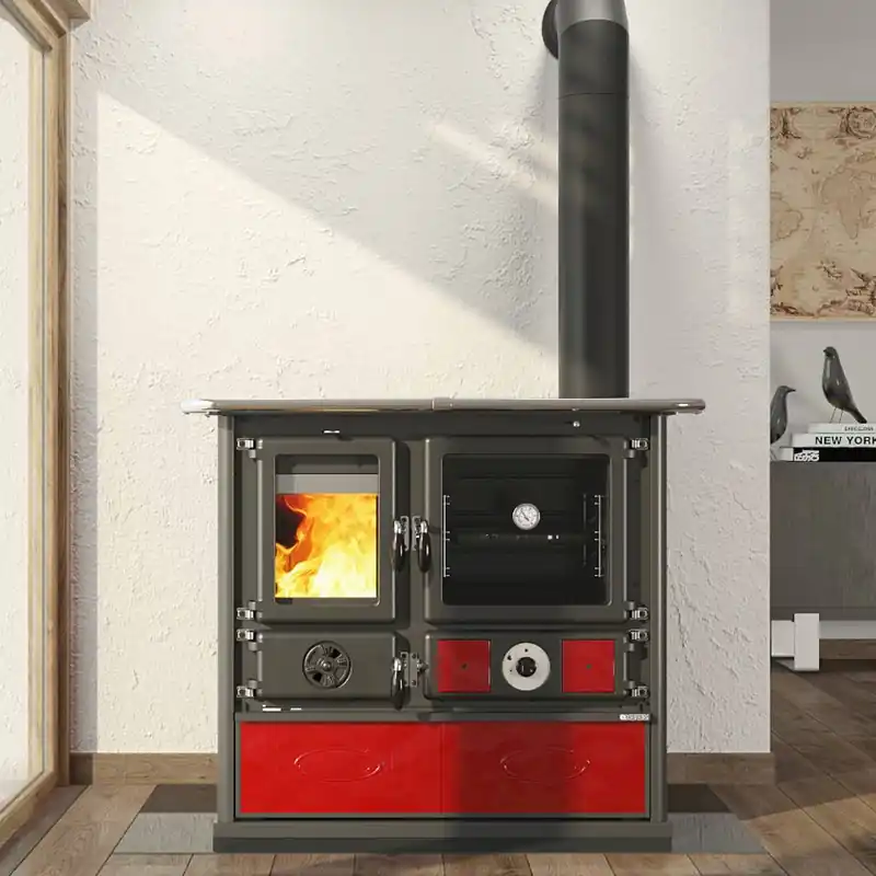 Neu Im Sortiment La Nordica Termorosa DSA Lean wasserführender Küchenofen Liberty Bordeaux