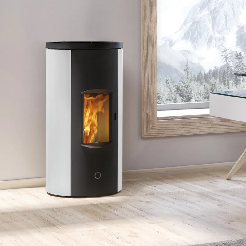 EK63 Like 80 Evo Pelletofen Stahl weiß RR hinten Heißes Angebot