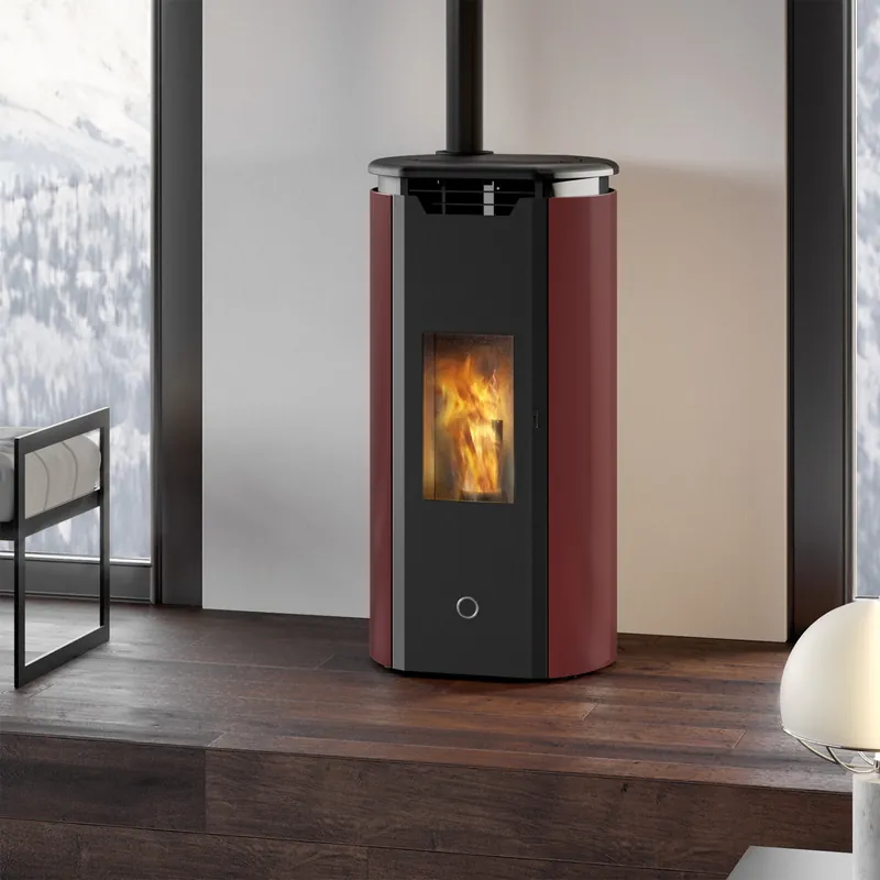 EK63 Tweed 90+ Evo Pelletofen bordeaux RR oben Abverkauf
