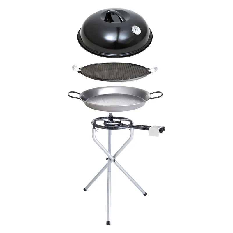 Sofort Bestellen Paella World Portable Set 1 mit Brenner, Paella-Pfanne, Grillplatte und Deckel Ø 30/42 cm