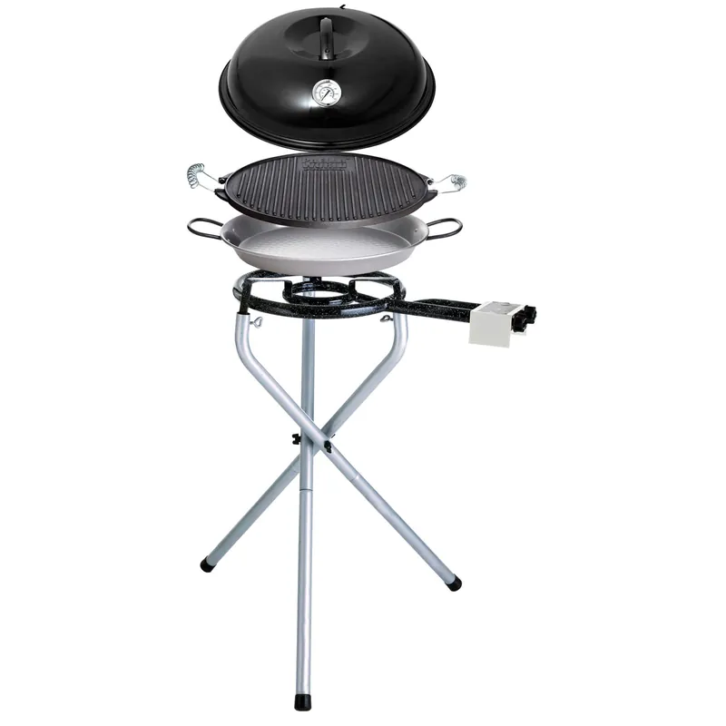 Paella World Portable Set klein mit Brenner, Paella-Pfanne, Grillplatte und Deckel Ø 30/38 cm Top-Seller