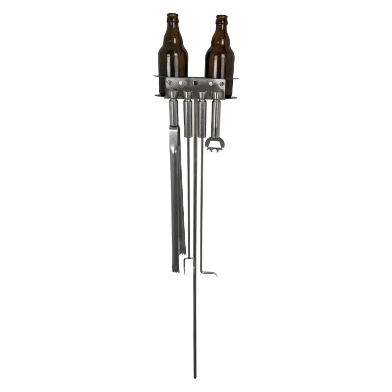 Preisknaller Schneider Grillbesteckhalter aus Edelstahl für Grillbesteck mit 2 Stubbihaltern inkl. Grillbesteck