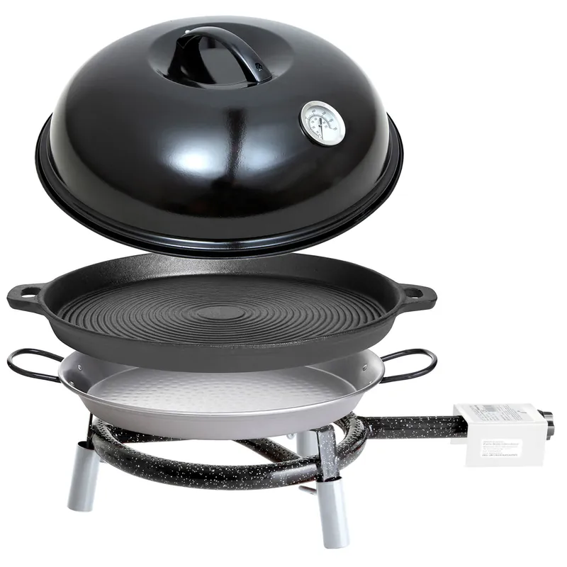 Kracherpreis Paella World Trekking Line Set 2 mit Brenner, Paella-Pfanne, Grillpfanne und Haube Ø 30 cm