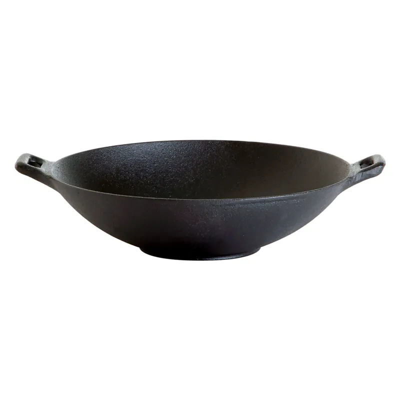 Top-Preis Gusseisenkuss® Gusseisenwok mit 2 Griffen Ø 25 cm Gusspfanne Gusseisen Wok