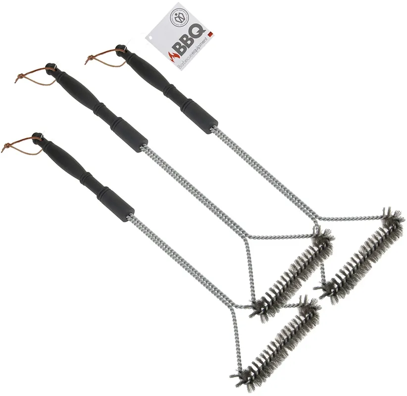 3 Stück Grillbürste 3 seitige XXL 55 cm Reinigungsbürste Grillschaber Edelstahl Must-Have