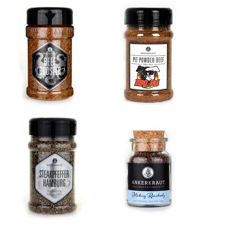 Ankerkraut 4er BBQ Rub Marinaden und Gewürze Set für Rindfleisch Neuheit