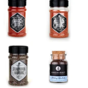 Sofort Bestellen Ankerkraut 4er BBQ Rub Marinaden und Gewürze Set für Schweinefleisch