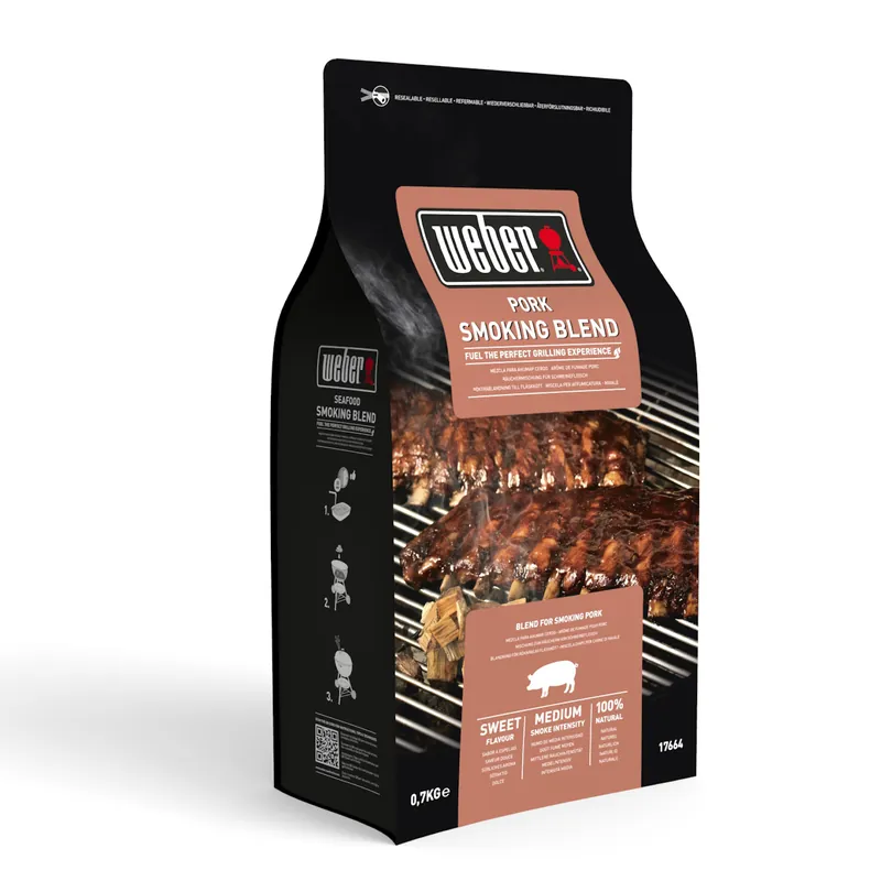 Zertifiziert Weber Räucherchips Pork aus Laub- und Obsthölzern 700 g