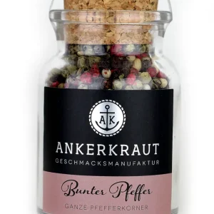 Ankerkraut Bunter Pfeffer Ganz Pfefferkörner im Korkenglas 70 g Pfeffergewürz Sale