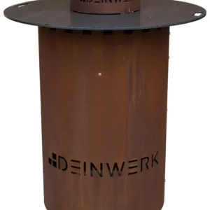Top-Preis DEINWERK Grillfass-Set Grilltonne aus Corten Ø 90cm mit Plancha, Grillrost und Wok-Aufsatz
