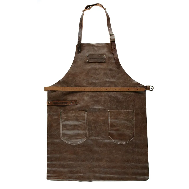 Top-Preis Feuermeister Lederschürze Grillschürze in Antikleder Farbe Cognac mit Taschen Größe 3