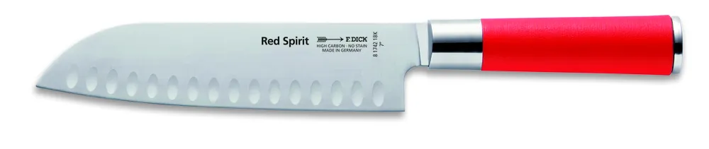 Begrenztes Angebot Friedrich Dick Red Spirit Kochmesser Santoku mit Kullenschliff, Klingenlänge 18 cm