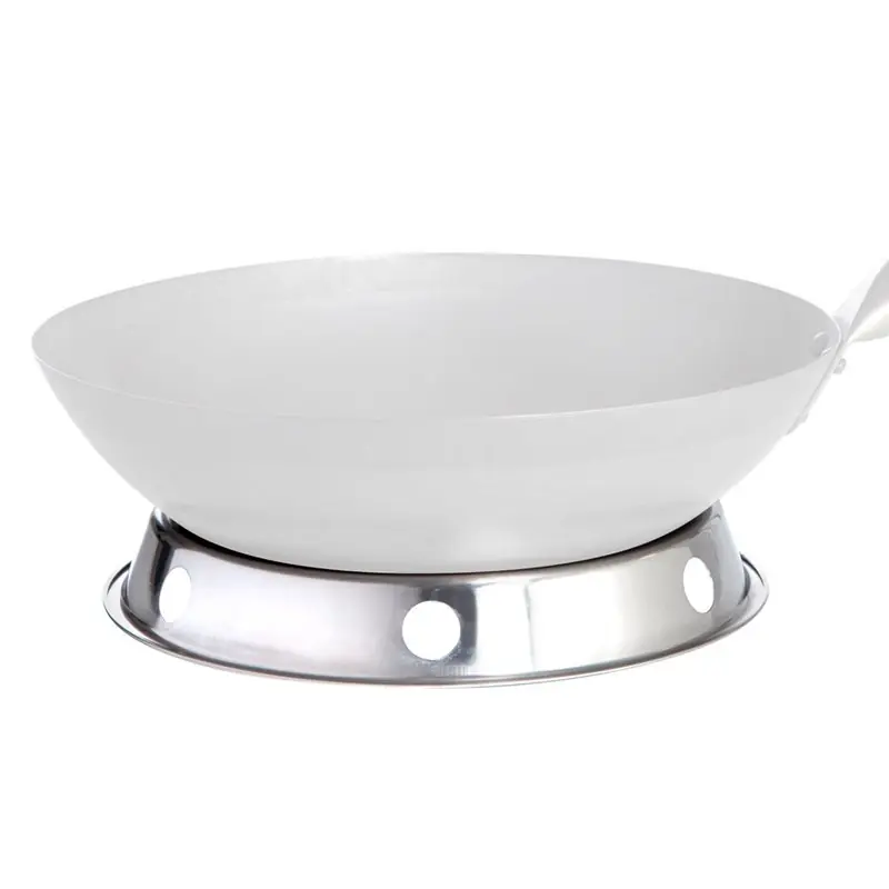 Paella World Edelstahl Standring für Paella World Wokpfannen Stahl mit Holzgriff Neue Ware