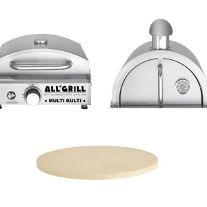 Preisreduziert Allgrill MULTI-KULTI Set 3 zündgesichert - Gasgrill + Pizzahaube + Pizzastein Ø 31 cm