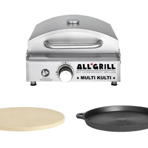 Allgrill MULTI-KULTI Set 1 zündgesichert - Gasgrill + Pizzastein + Gusspfanne Neuheit