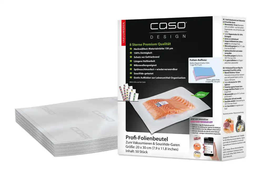 Preiswert Caso Design Profi-Folienbeutel 20 x 30 cm 50 Stück für Vakuumiersysteme und Sous Vide