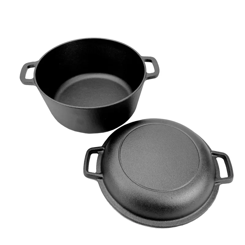 Gusseisenkuss® 2-in-1 Gusstopf mit Pfanne/Deckel Ø 23 cm 3,5 Liter Gusseisen Meistverkauft