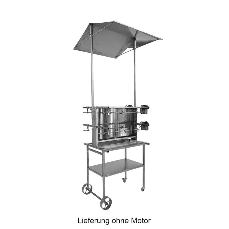 Schneider fahrbarer Vertikalgrill mit Dach Gesundheitsgrill 4-fach Edelstahl 66 cm breit Grillspieß Sonderangebot