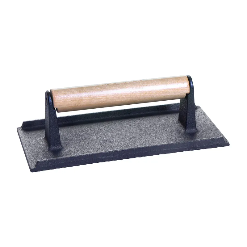 Must-Have Gusseisenkuss® Fleisch- und Burgerpresse aus Gusseisen mit Holzgriff 21x11 cm