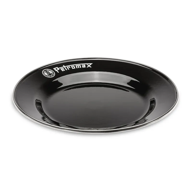 Petromax Emaille Teller 2er Set schwarz Ø 26 cm - Perfekt für Camping & Outdoor Abverkauf